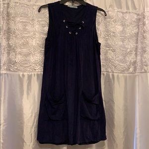 V-Neck Lace-Up Dress